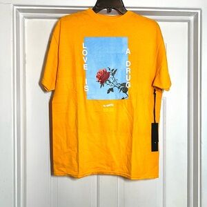 Civil Regime Yellow Short Sleeve Tee with Blue Floral Graphic